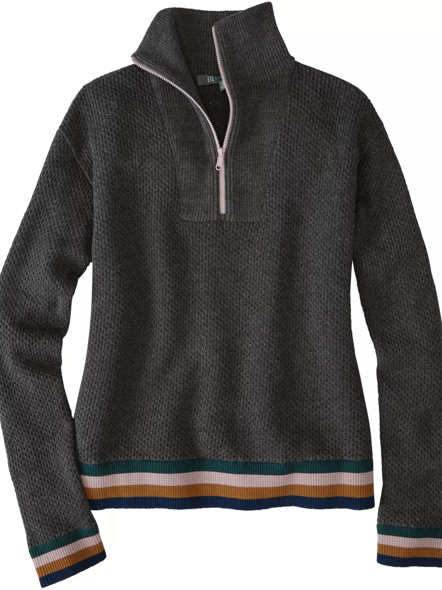 Woolicious Waffle 1/4 Zip Sweater - Stripe>Title Nine Shop